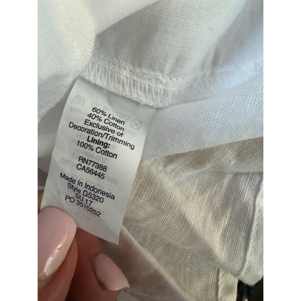 Crew Embroidered Yoke Sleeveless Top Linen Blend Floral Boho Size 2 - Picture 7 of 7